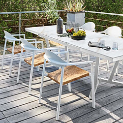 Proloisirs Fauteuil de jardin lounge en aluminium et résine Bage blanc, beige.