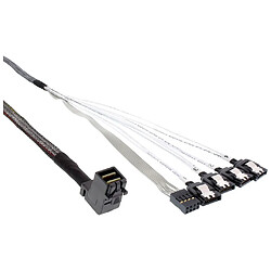 Câble InLine® Mini SAS HD SFF-8643 coudé sur 4x SATA + bande latérale de 1 m 