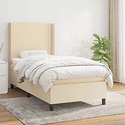 Maison Chic Lit adulte- Lit + matelas,Sommier à lattes de lit avec matelas Crème 80x200 cm Tissu -GKD39948