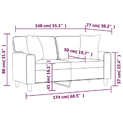 vidaXL Canapé 2 places avec oreillers crème 140 cm similicuir pas cher