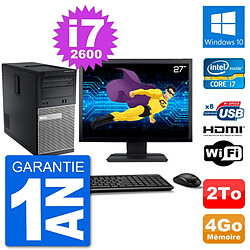 PC Dell 3010 MT Ecran 27" i7-2600 RAM 4Go Disque Dur 2To HDMI Windows 10 Wifi - Occasion