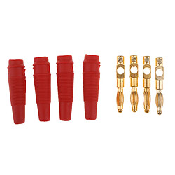 Set 4pcs musical audio haut-parleur câble fil banane connecteur 50mm rouge