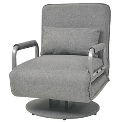 vidaXL Fauteuil pivotant et canapé-lit Gris clair Tissu