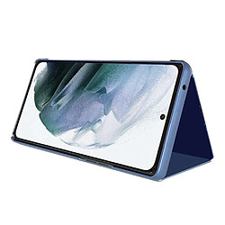 Htdmobiles Housse pour Samsung Galaxy S23 Ultra 5G - etui portefeuille miroir clear view + verre trempe - BLEU