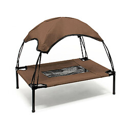 Helloshop26 Transat chien 122 cm 30 kg lit surélevé protection soleil XL relax marron 16_0000528