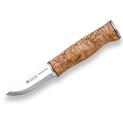 Couteau de chasse sportive Joker "Grand-père" CL126, mango bouleau frisé et lame de 8 cm, fourreau en cuir brun, outil de pêche, de chasse, de camping et de trekking