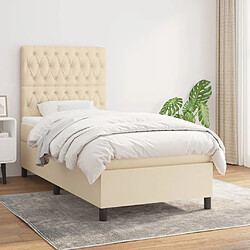 Maison Chic Structures de lit + matelas,Lit à sommier tapissier et matelas pour Chambre Crème 90x190 cm Tissu -MN25475