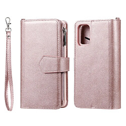 Etui en PU poche zippée magnétique détachable 2 en 1 or rose pour votre Samsung Galaxy S20 Plus