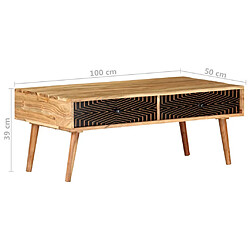 vidaXL Table basse 100x50x39 cm Bois d'acacia solide pas cher