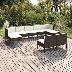 Maison Chic Salon de jardin 9 pcs + coussins - Mobilier/Meubles de jardin - Table et chaises d'extérieur Résine tressée Marron -MN49801