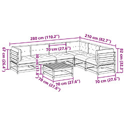 Acheter vidaXL Salon de jardin 7 pcs avec coussins bois de pin imprégné
