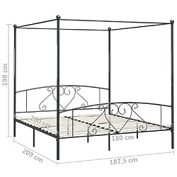 Acheter vidaXL Cadre de lit à baldaquin sans matelas gris métal 180x200 cm