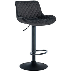 Decoshop26 Tabouret de bar x1 assise avec coutures décoratives losange en velours noir et pieds en métal noir 10_0005228