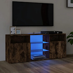 Maison Chic Meubles TV avec lumières LED - Banc TV pour salon Chêne fumé 120x30x50 cm -MN23229