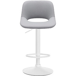 Decoshop26 Tabourets de bar chaises haute x2 avec repose-pieds en PVC gris piètement métallique blanc 10_0004069