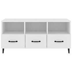 Maison Chic Meuble TV scandinave - Banc TV pour salon Blanc 102x35x50 cm Bois d'ingénierie -MN36369 pas cher