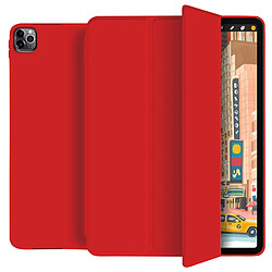 Etui en PU toucher de la peau à trois volets avec porte-stylo rouge pour votre Apple iPad Pro 11 pouces (2018)/(2020)