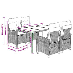 vidaXL Ensemble à manger de jardin coussins 5pcs Noir Résine tressée pas cher