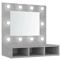 vidaXL Armoire à miroir avec LED Gris béton 60x31,5x62 cm