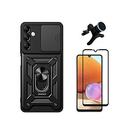 Kit Verre Trempé 5D + Étui Militaire Défendre 3x1 + SuppOrt Magnétique RenfOrcé pour Phonecare pour Samsung Galaxy A15 - le noir