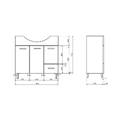 Kiamami Valentina MEUBLE DE SALLE DE BAINS DE 85 CM SUR PIEDS CHROMÉS CHÊNE GRIS | RIMINI pas cher