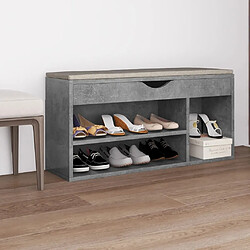 Maison Chic Banc à chaussures | Meuble de rangement à chaussures Meuble d'Entrée avec coussin Gris béton 104x30x49cm Aggloméré -MN67281