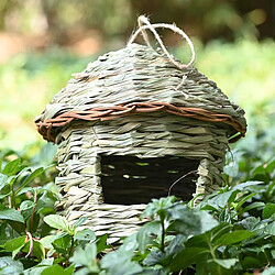 Handcrafted Grass Hanging Birdhouse Paille Nid D'oiseau Hut Naturel 23x27cm pas cher