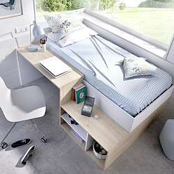 Cstore Lit combiné enfant - Chene naturel et blanc - 90x190 cm - KRIC