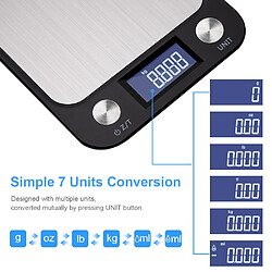 Universal Écran LCD 10kgx1g Tableau de cuisine en acier inoxydable Pesage de haute précision Balance des aliments Balance des outils de cuisson(Le noir)