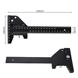 Acheter Règle de Type T de Travail Du Bois Multifonctionnelle de 210mm Traçage de Mesure de Menuisier Marquage 45/90/135 Degrés Outil de Jauge D'angle Couliss