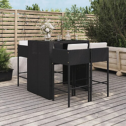 Maison Chic Ensemble de bar de jardin 5 pcs et coussins,Table + chaises + coussins d'extérieur noir poly rotin -GKD386951