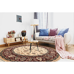 RUGSX Tapis en laine OMEGA cercle ARIES fleurs rubis clair cercle 135 cm pas cher