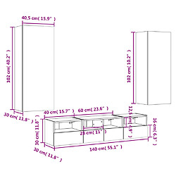 vidaXL Unités murales TV 5 pcs gris béton bois d'ingénierie pas cher