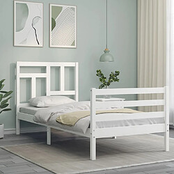 Avis vidaXL Cadre de lit sans matelas blanc 90x200 cm bois massif