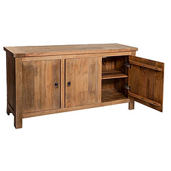 Avis Pegane Buffet 3 portes en bois de manguier coloris marron - Longueur 160 x Profondeur 39,5 x Hauteur 80,5 cm