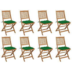 vidaXL Chaises pliables d'extérieur et coussins lot de 8 Bois d'acacia