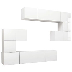 vidaXL Ensemble de meuble TV 8 pcs Blanc brillant Bois d'ingénierie