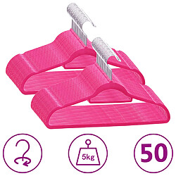 vidaXL Cintres antidérapants 50 pcs Rose Velours