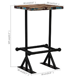 vidaXL Mobilier de bar 3 pcs Bois de récupération massif Multicolore pas cher