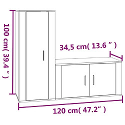 vidaXL Ensemble de meubles TV 2 pcs blanc brillant bois d'ingénierie pas cher