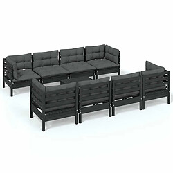 Maison Chic Salon de jardin 9 pcs + coussins - Mobilier/Meubles de jardin - Table et chaises d'extérieur Bois de pin massif -MN50675