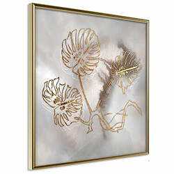 Paris Prix Affiche Murale Encadrée Golden Monstera Leaves 20 x 20 cm Or