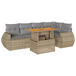 vidaXL Salon de jardin avec coussins 6 pcs beige résine tressée