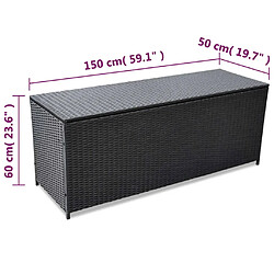 Avis vidaXL Boîte de rangement de jardin noir 150x50x60 cm résine tressée