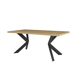 Table a manger fixe - Decor chene et metal noir - ELLIOR - L 180 x P 90 x H 76 cm