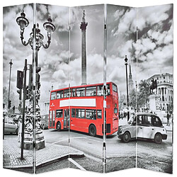 Maison Chic Paravent/Cloison de séparation 200 x 170 cm Bus londonien Noir et blanc -MN88745