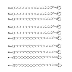 Acheter 10 pcs 70 mm chaîne d'extension avec des fermoirs de homard pour la fabrication de bijoux blanc k