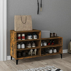 Maison Chic Armoire à Chaussures,Meuble de Rangement à Chaussures Chêne fumé 102x36x60 cm Bois d'ingénierie -MN12478