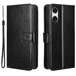 Htdmobiles Housse pour Sony Xperia 10 VI - etui coque pochette portefeuille + verre trempe - NOIR