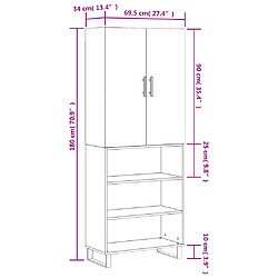 vidaXL Buffet haut Chêne sonoma 69,5x34x180 cm Bois d'ingénierie pas cher